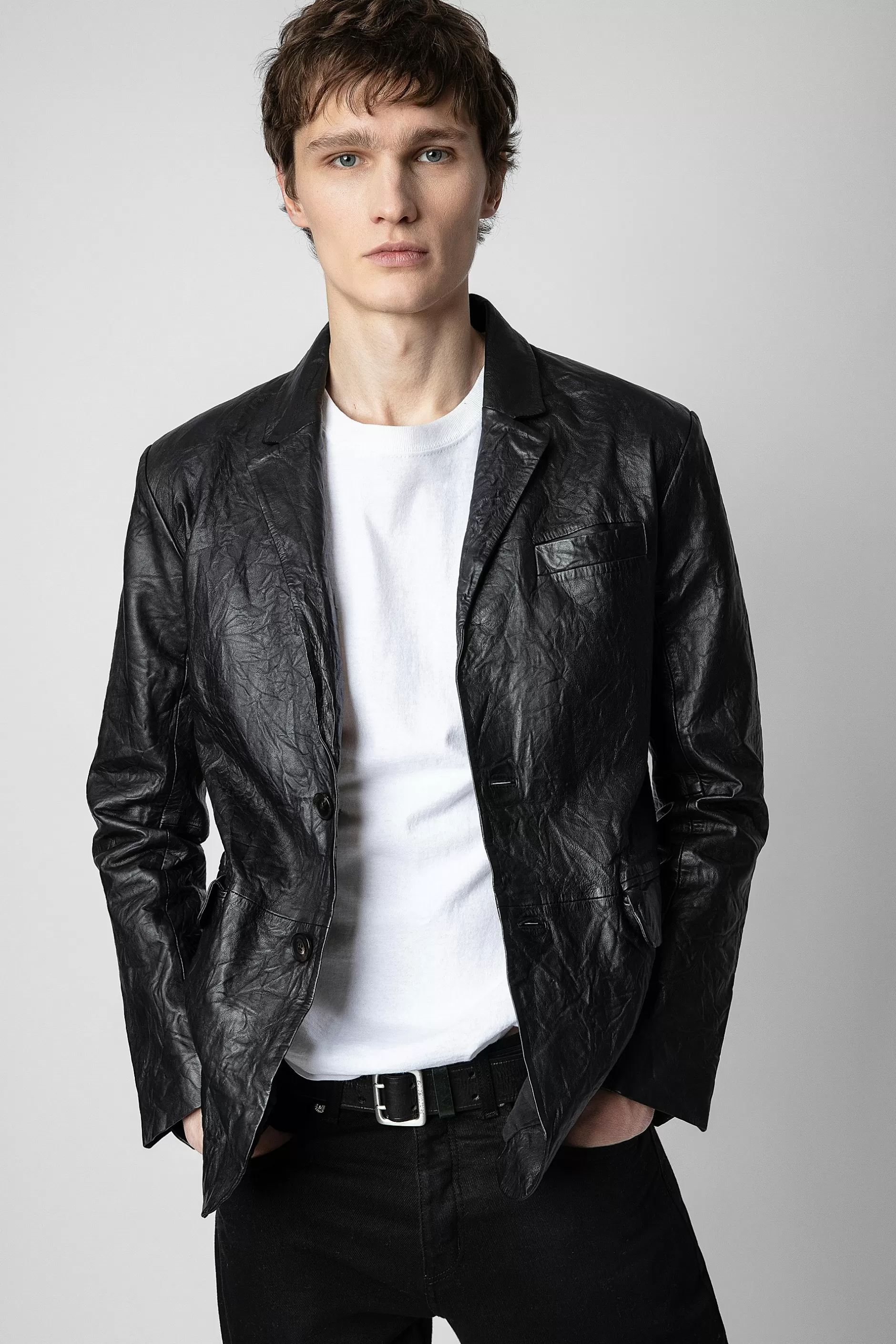 Zadig & Voltaire Blazer En Cuir Froisse Valfried^Hommes Manteaux Et Vestes