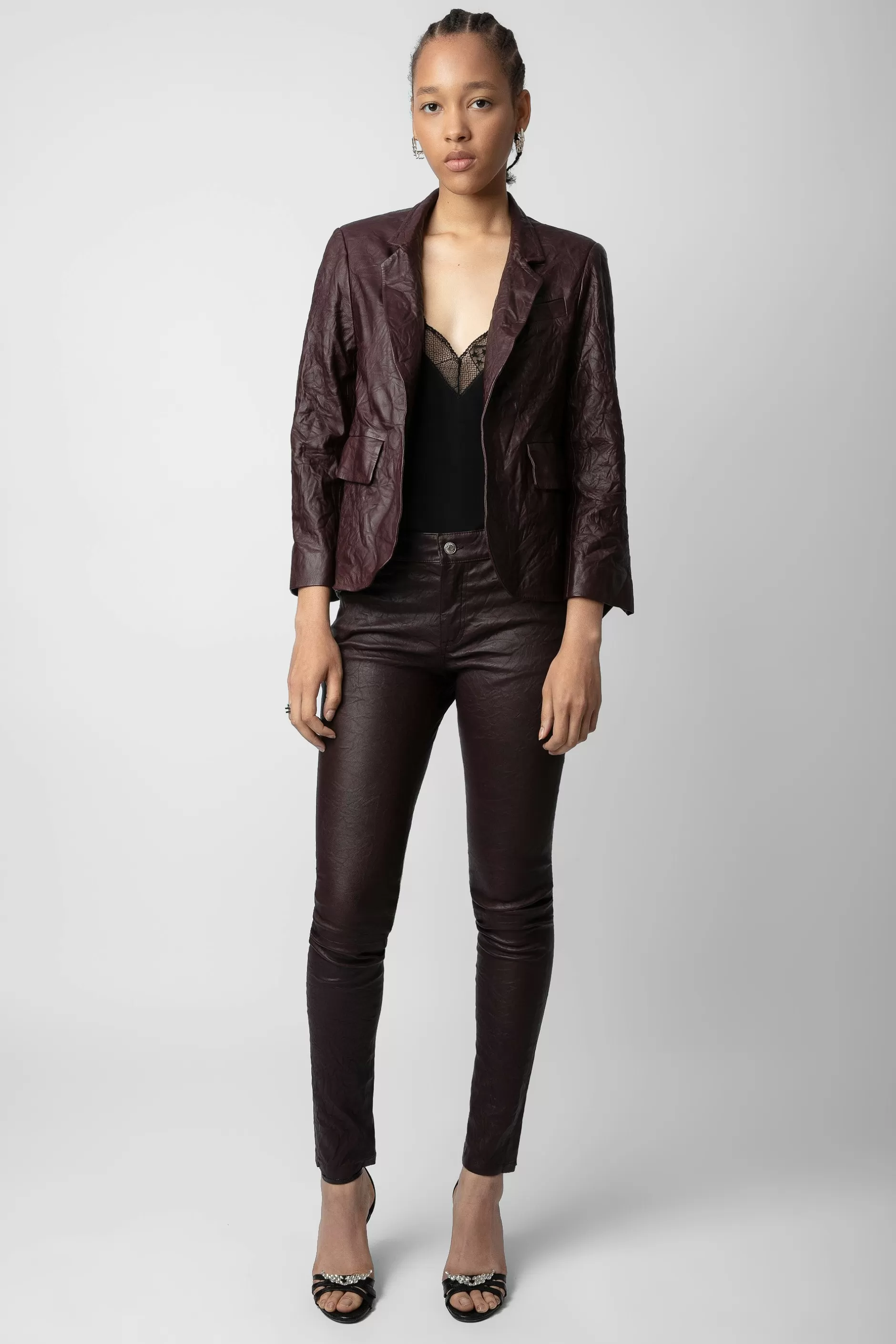 Zadig & Voltaire Blazer En Cuir Froisse Verys^Femmes Costumes