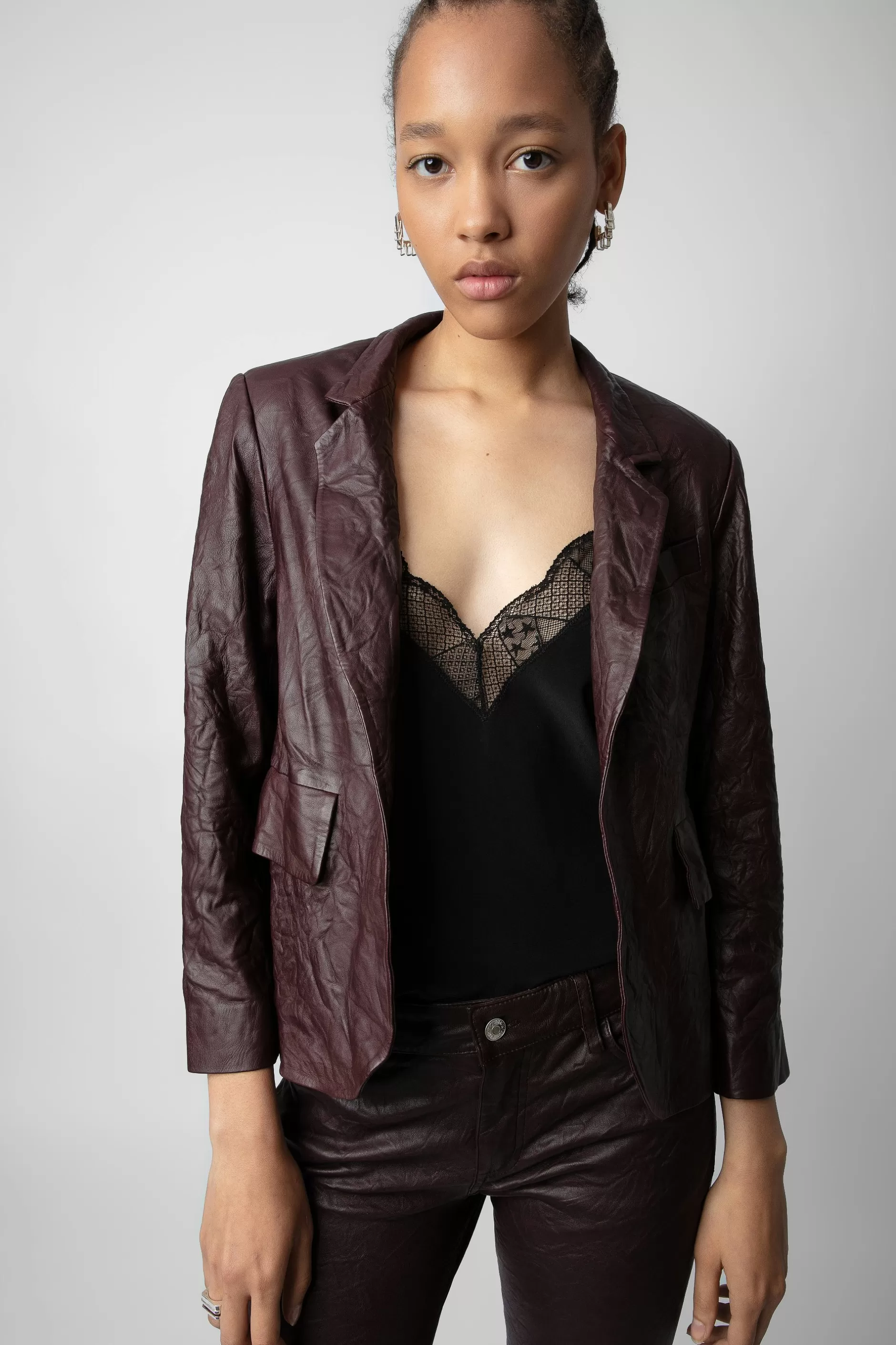 Zadig & Voltaire Blazer En Cuir Froisse Verys^Femmes Costumes