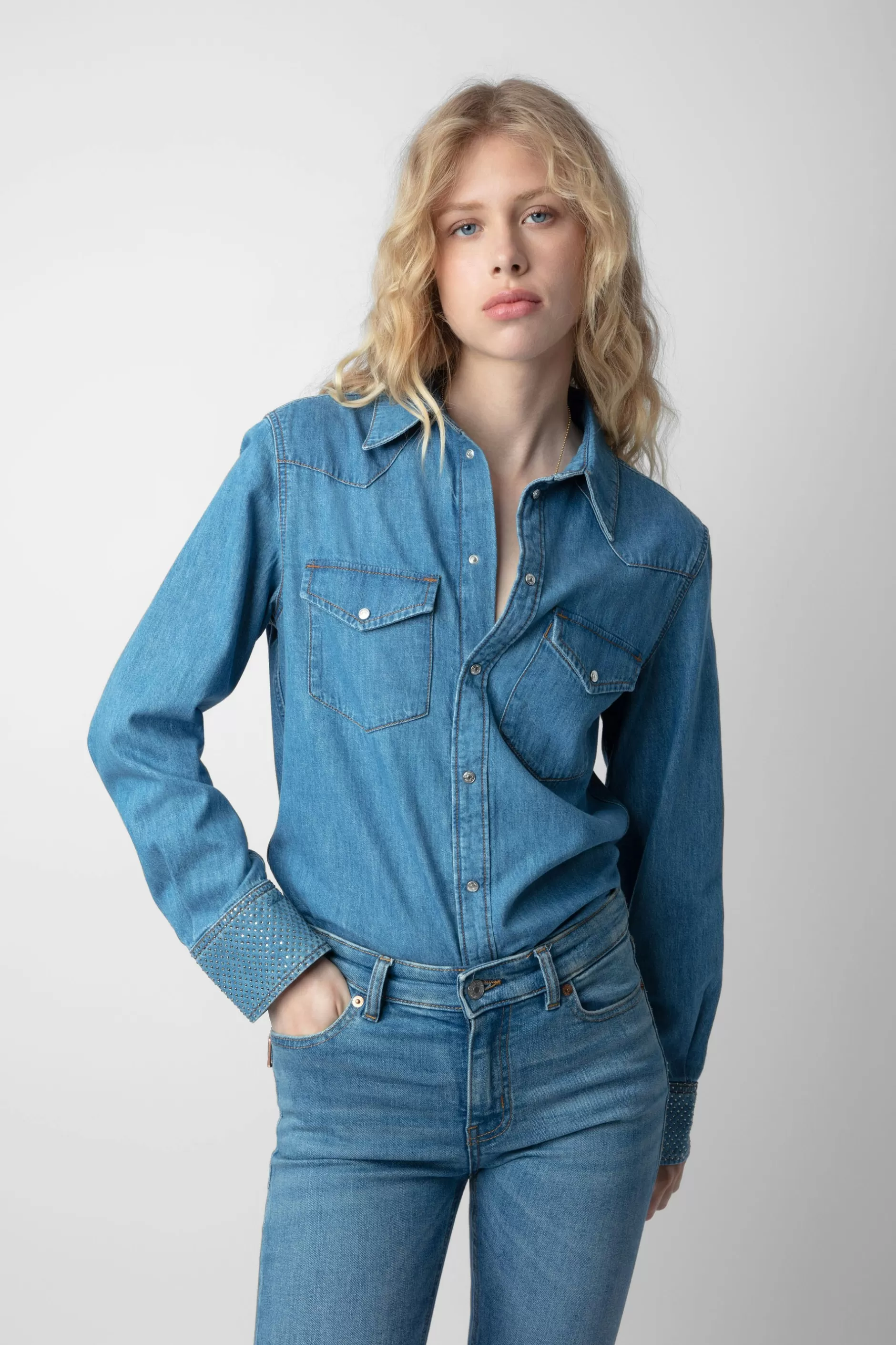Zadig & Voltaire Chemise Thelma En Denim A Strass^Femmes Chemises Et Hauts