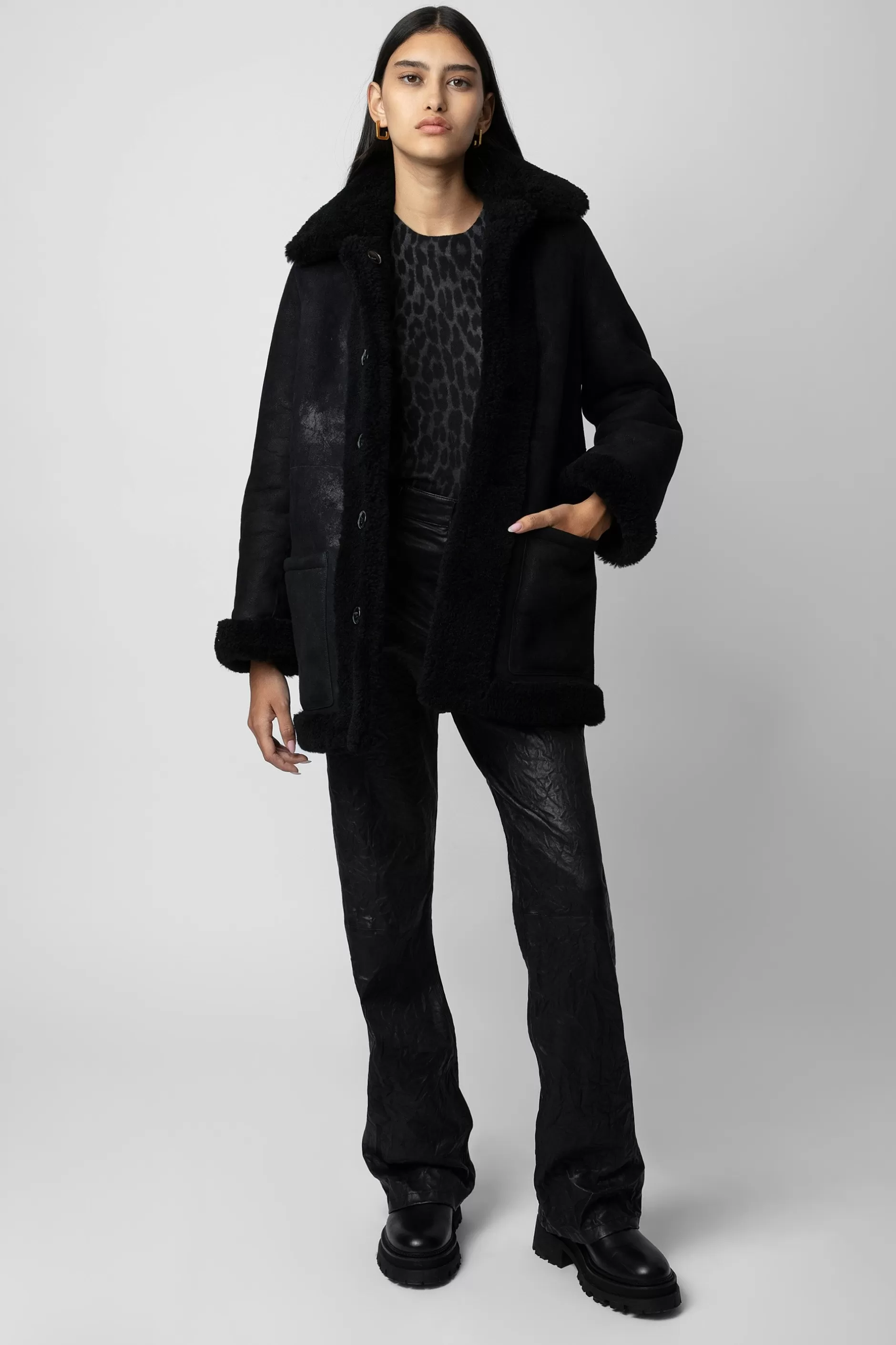 Zadig & Voltaire Manteau En Peau De Mouton Magdas En Cuir^Femmes Manteaux Et Vestes