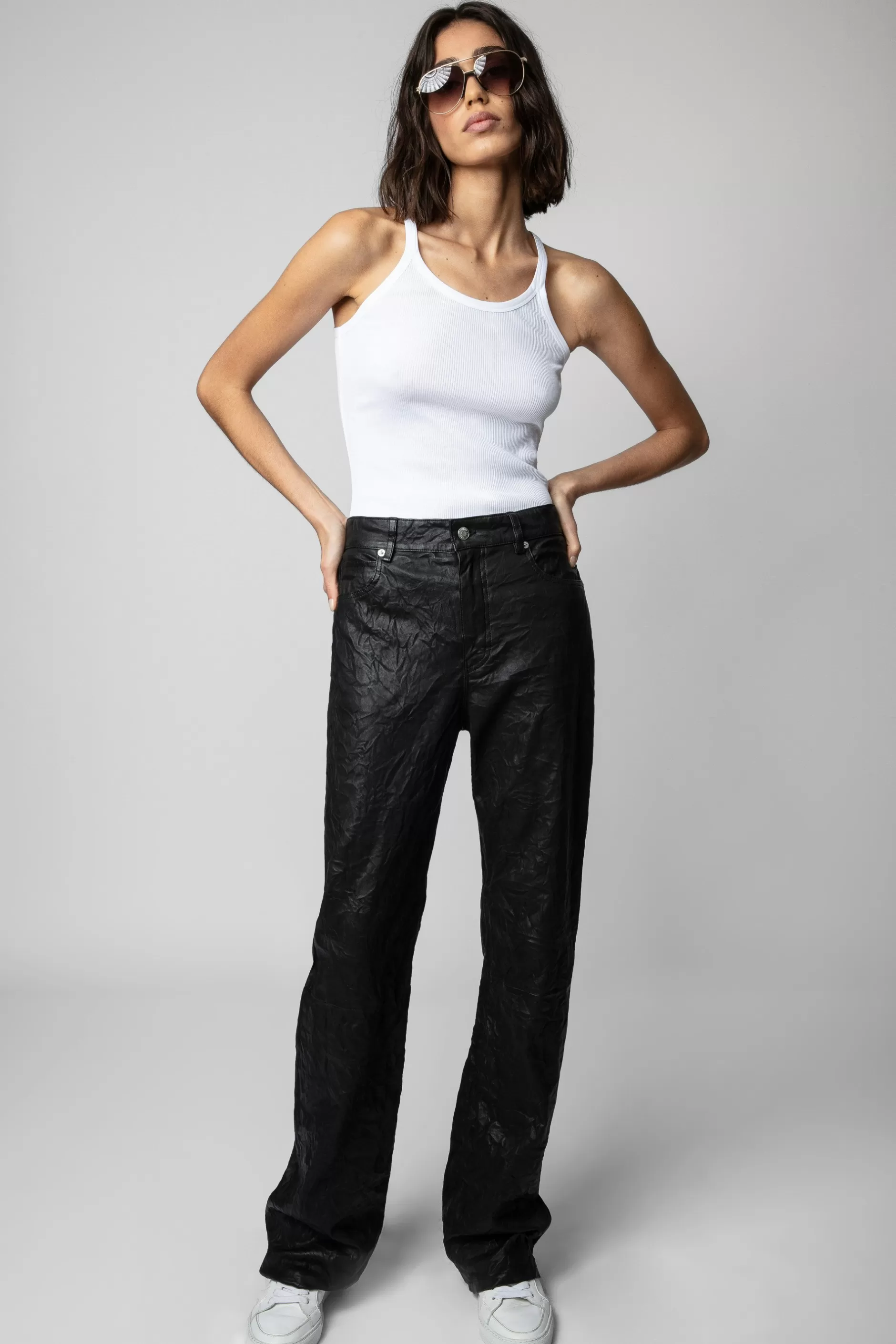 Zadig & Voltaire Pantalon En Cuir Froisse Evy^Femmes Pantalons Et Shorts