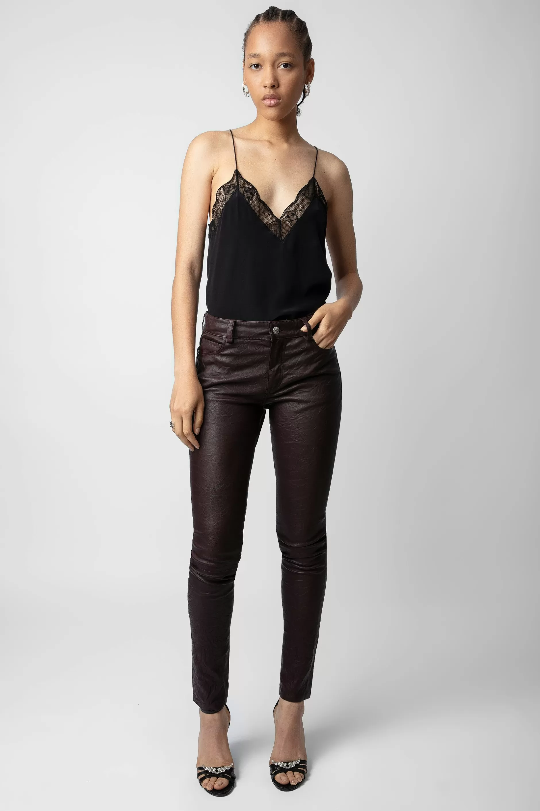 Zadig & Voltaire Pantalon En Cuir Froisse Phlame^Femmes Costumes