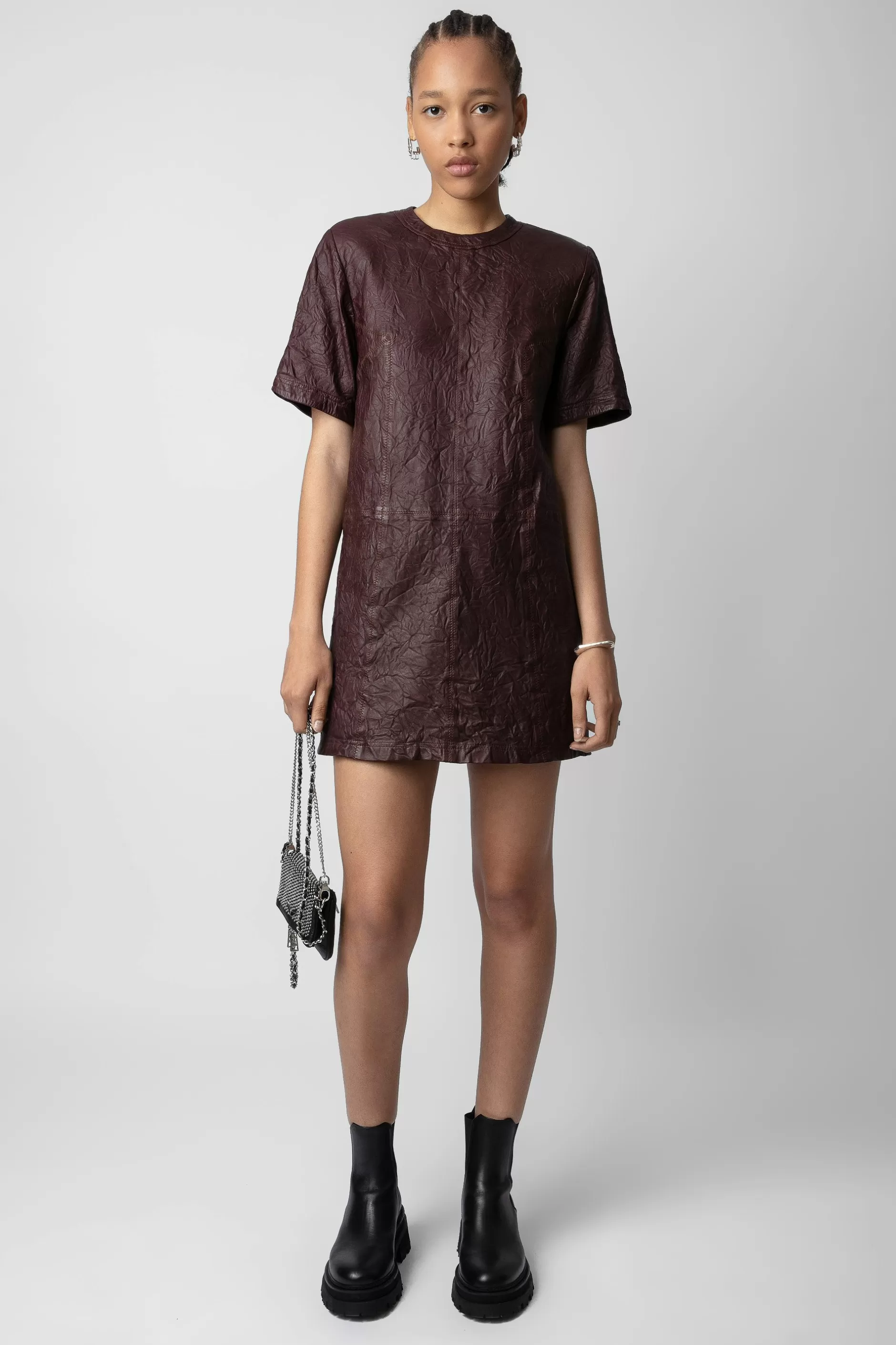 Zadig & Voltaire Robe Riddy En Cuir Froisse^Femmes Robes Et Jupes