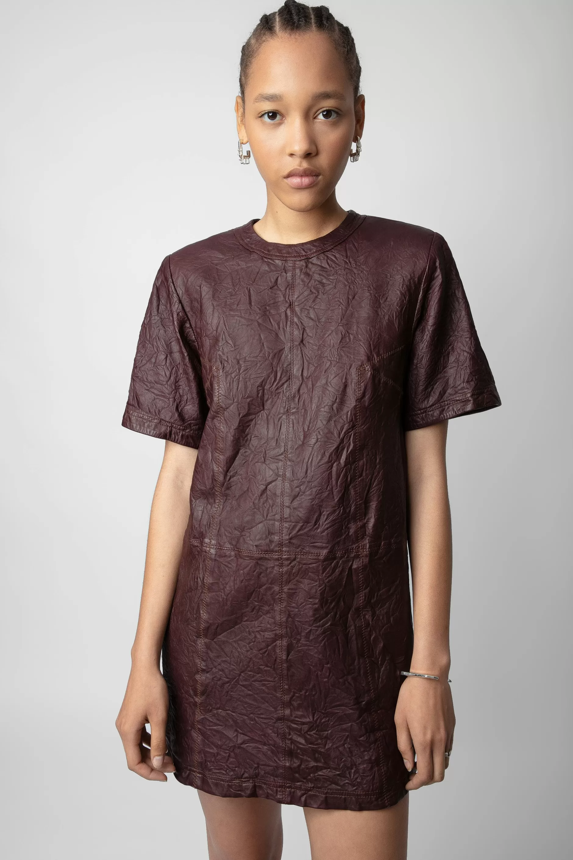 Zadig & Voltaire Robe Riddy En Cuir Froisse^Femmes Robes Et Jupes