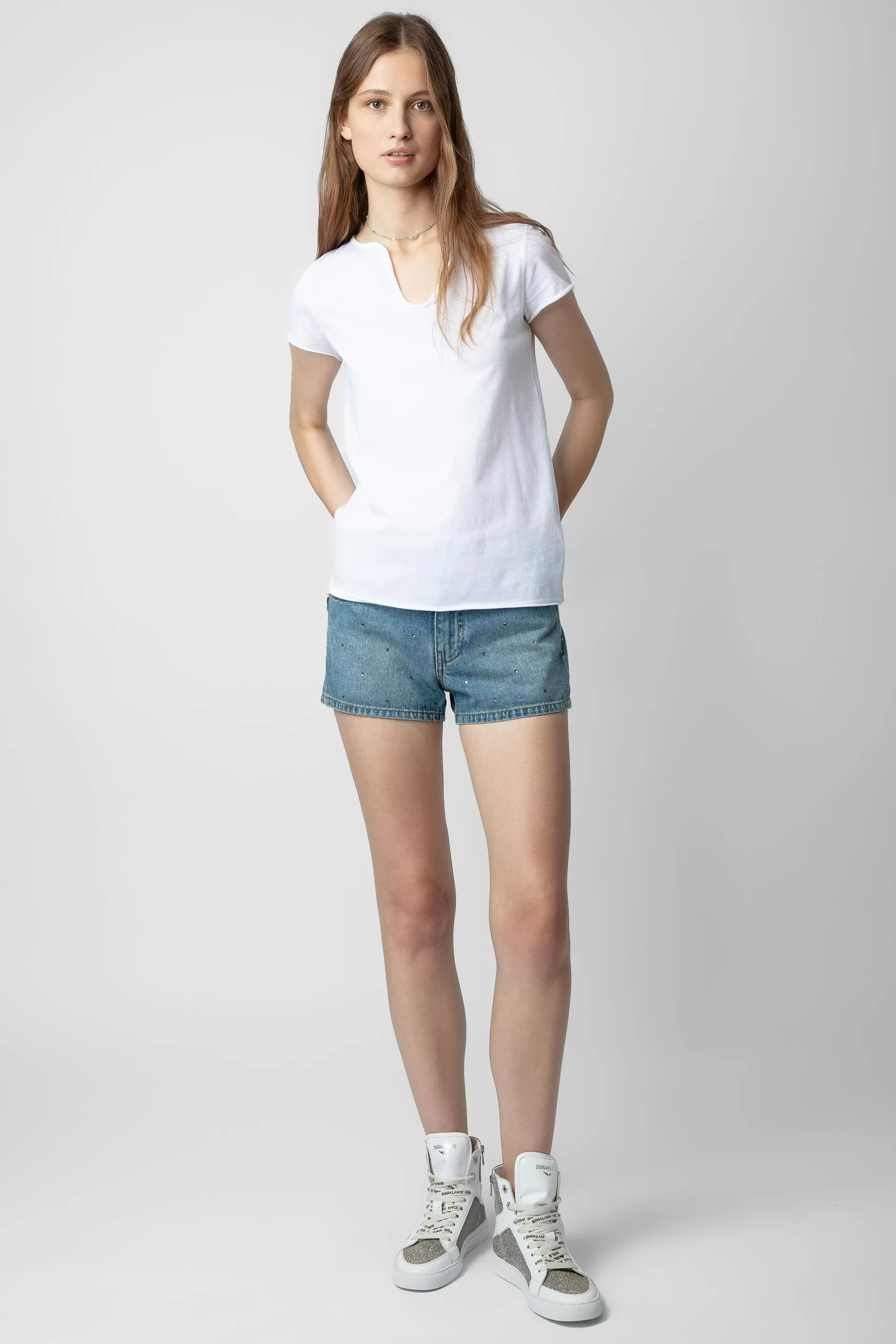 Zadig & Voltaire Short En Denim A Strass Sina^Femmes Pantalons Et Shorts