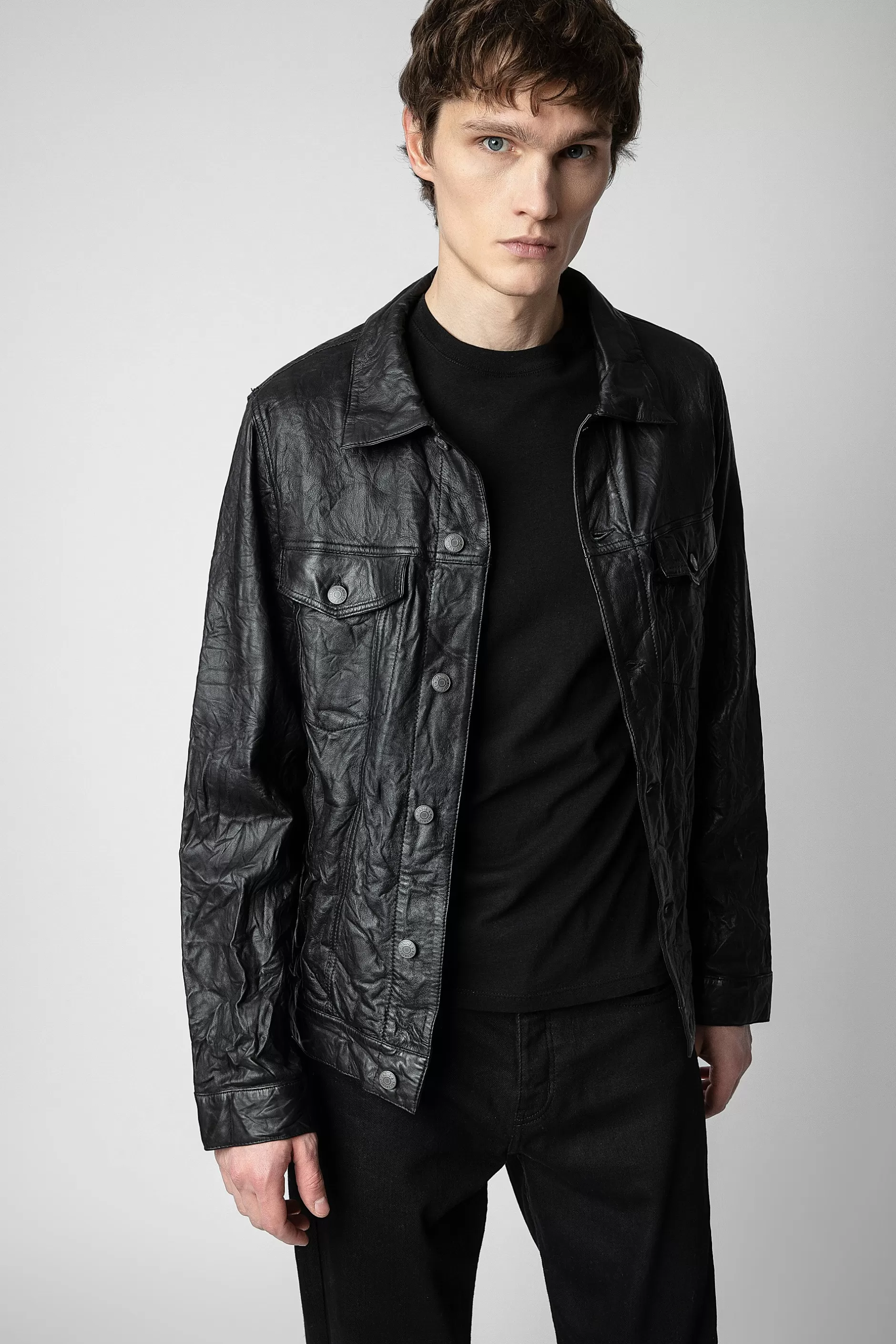 Zadig & Voltaire Veste En Cuir Froisse^Hommes Manteaux Et Vestes