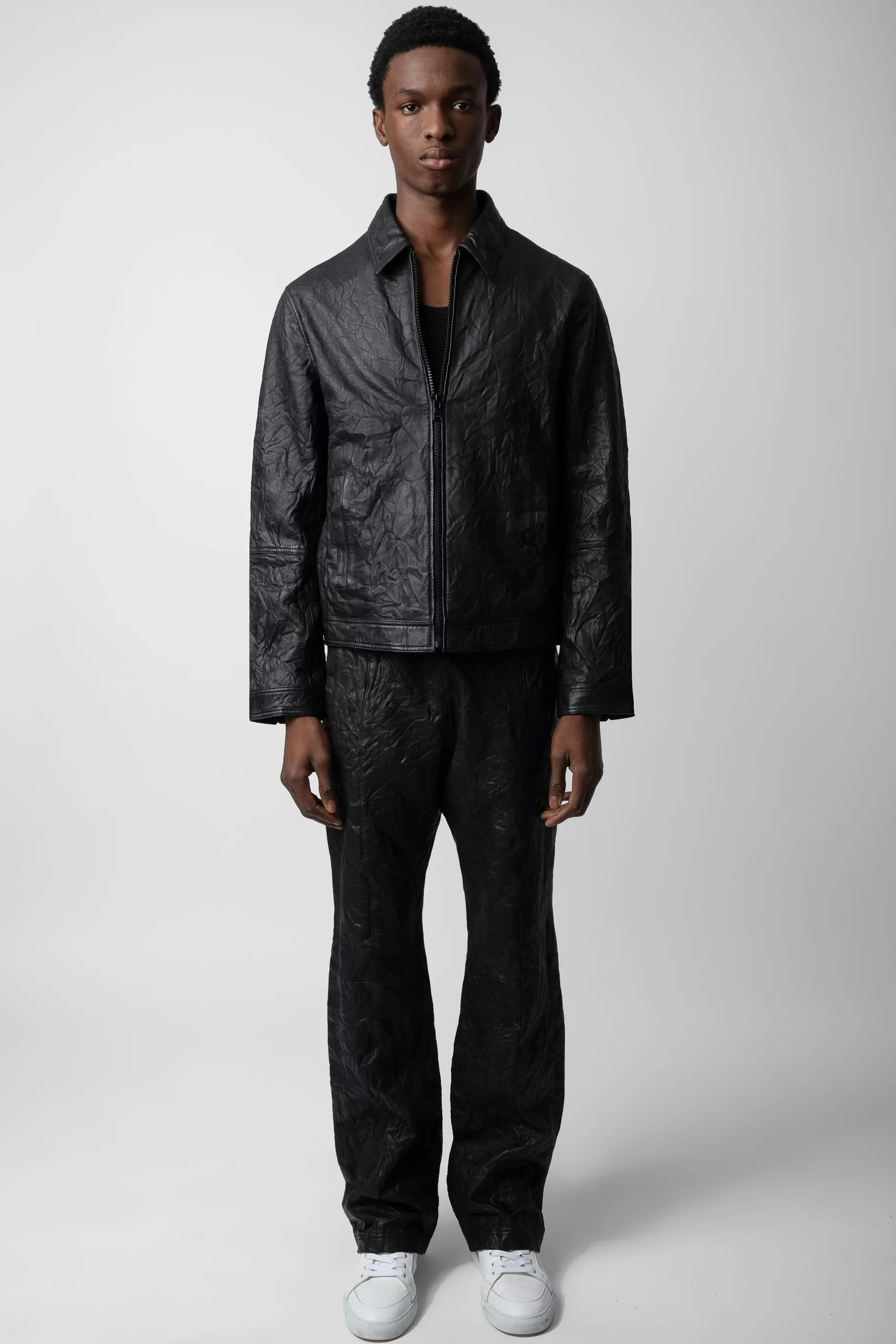 Zadig & Voltaire Veste En Cuir Froisse Lasso^Hommes Manteaux Et Vestes