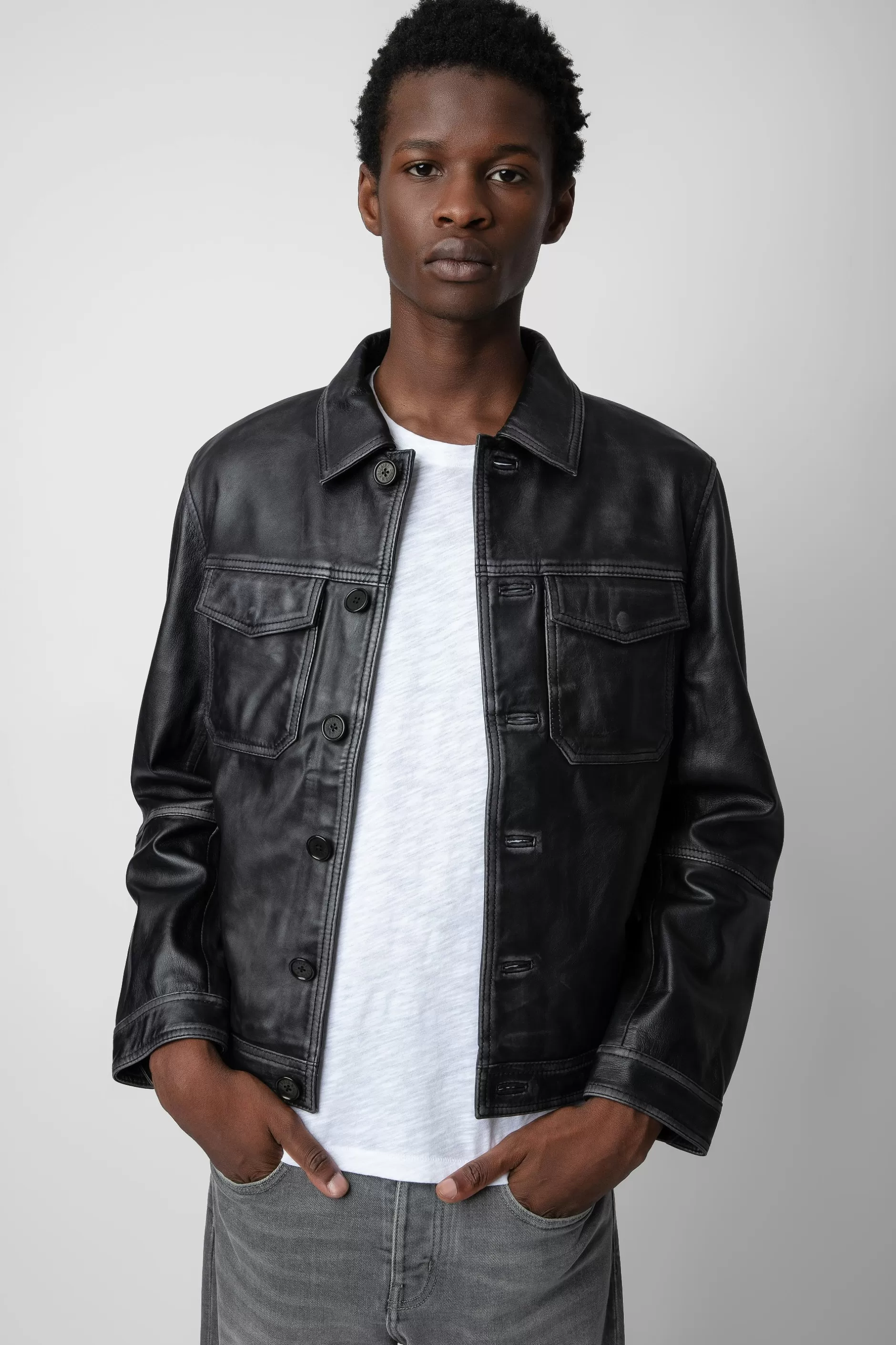 Zadig & Voltaire Veste En Cuir Vintage Lasso^Hommes Manteaux Et Vestes